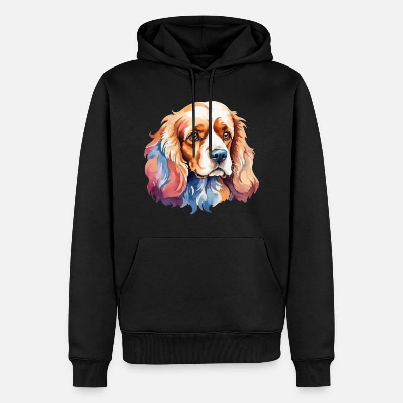 Cocker américain Épagneul Aquarelles - Sweat à capuche Premium bio Homme - noir