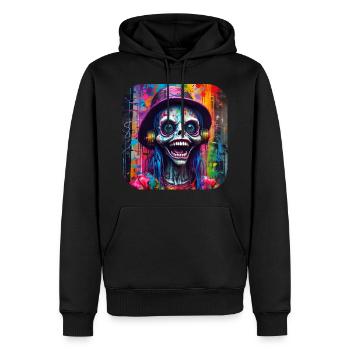 Crâne cool dans le style graffiti - Sweat à capuche Premium bio Homme - noir - Devant - Nico (187cm)