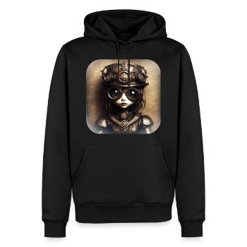 Cool Gothique Steampunk Fille Avec Chapeau - Sweat à capuche Premium bio Homme - noir - Devant - Nico (187cm)