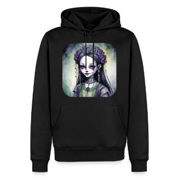 Fille punk gothique cool avec des roses - Sweat à capuche Premium bio Homme - noir - Devant - Nico (187cm)