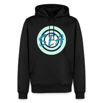 Bleu Mer - Sweat à capuche Premium bio Homme - noir - Devant - Nico (187cm)