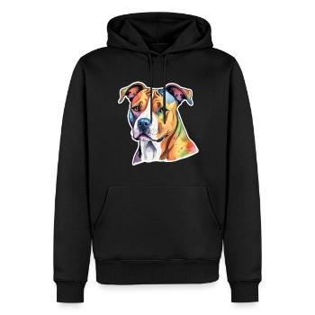 American Staffordshire Terrier Aquarelles - Sweat à capuche Premium bio Homme - noir - Devant - Nico (187cm)