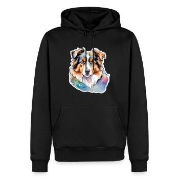 Berger Australien Aquarelles - Sweat à capuche Premium bio Homme - noir - Devant - Nico (187cm)