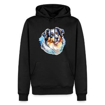 Berger Australien Aquarelles - Sweat à capuche Premium bio Homme - noir - Devant - Nico (187cm)