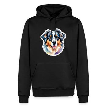Berger Australien Aquarelles - Sweat à capuche Premium bio Homme - noir - Devant - Nico (187cm)