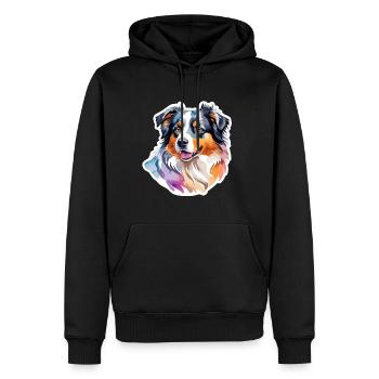 Berger Australien Aquarelles - Sweat à capuche Premium bio Homme - noir - Devant - Nico (187cm)