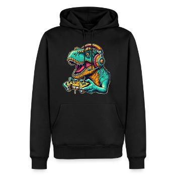 T Rex Dinosaur Gaming - Sweat à capuche Premium bio Homme - noir - Devant - Nico (187cm)