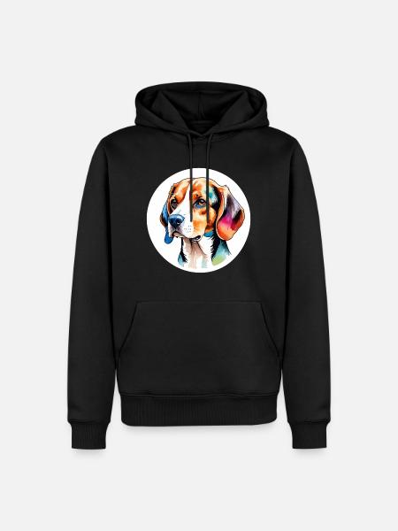Beagle Wasserfarben - Männer Premium Bio Hoodie - Schwarz