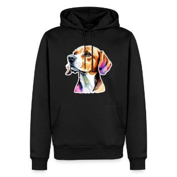 Beagle Wasserfarben - Männer Premium Bio Hoodie - Schwarz - Vorne - Nico (187cm)