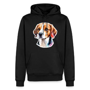 Beagle Wasserfarben - Männer Premium Bio Hoodie - Schwarz - Vorne - Nico (187cm)
