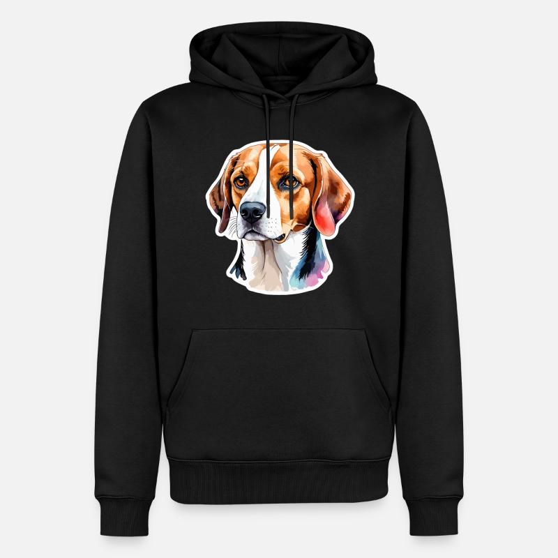 Beagle Wasserfarben - Männer Premium Bio Hoodie - Schwarz
