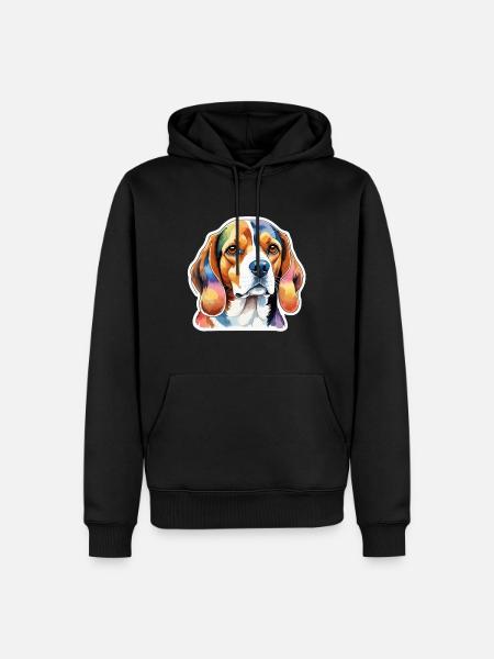 Beagle Wasserfarben - Männer Premium Bio Hoodie - Schwarz