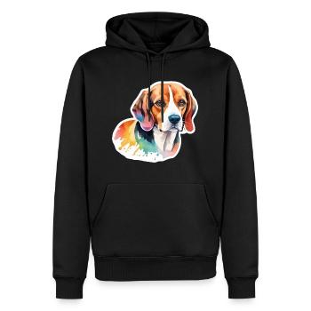 Beagle Aquarelles - Sweat à capuche Premium bio Homme - noir - Devant - Nico (187cm)
