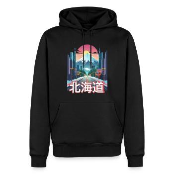 Hokkaido Winter Dämmerung - Männer Premium Bio Hoodie - Schwarz - Vorne - Nico (187cm)