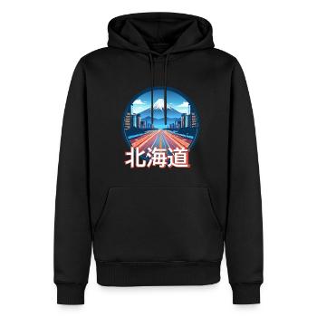 Hokkaido Serene Sunset - Männer Premium Bio Hoodie - Schwarz - Vorne - Nico (187cm)
