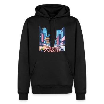 Osaka Neon Skies - Männer Premium Bio Hoodie - Schwarz - Vorne - Nico (187cm)