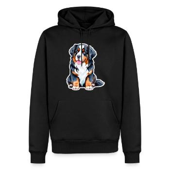 Berner Sennenhund Wasserfarben - Männer Premium Bio Hoodie - Schwarz - Vorne - Nico (187cm)