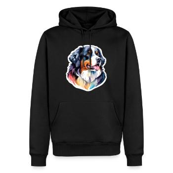 Berner Sennenhund Wasserfarben - Männer Premium Bio Hoodie - Schwarz - Vorne - Nico (187cm)