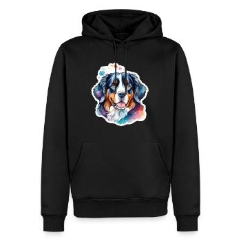 Berner Sennenhund Wasserfarben - Männer Premium Bio Hoodie - Schwarz - Vorne - Nico (187cm)