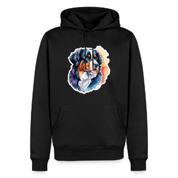 Berner Sennenhund Wasserfarben - Männer Premium Bio Hoodie - Schwarz - Vorne - Nico (187cm)