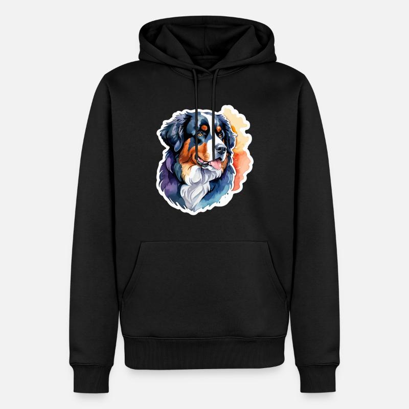 Bouvier bernois Aquarelles - Sweat à capuche Premium bio Homme - noir