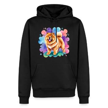 Chow Chow Wasserfarben - Männer Premium Bio Hoodie - Schwarz - Vorne - Nico (187cm)