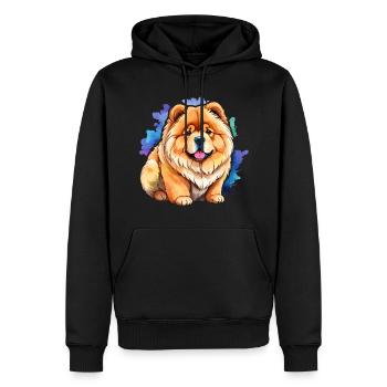 Chow Chow Wasserfarben - Männer Premium Bio Hoodie - Schwarz - Vorne - Nico (187cm)