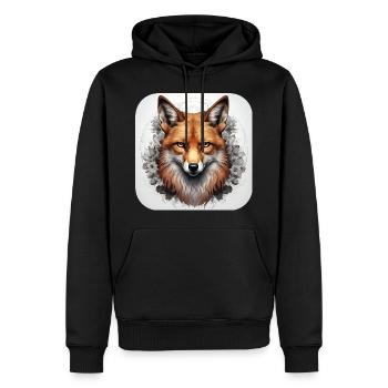 Fuchs mit Blumen - Männer Premium Bio Hoodie - Schwarz - Vorne - Nico (187cm)