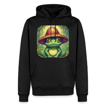 Grenouille psychédélique I - Sweat à capuche Premium bio Homme - noir - Devant - Nico (187cm)