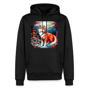Asiatischer Fuchs - Männer Premium Bio Hoodie - Schwarz - Vorne - Nico (187cm)