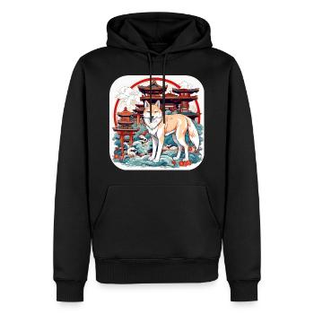 Asiatischer Fuchs - Männer Premium Bio Hoodie - Schwarz - Vorne - Nico (187cm)