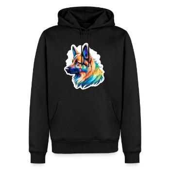 Deutscher Schäferhund Wasserfarben - Männer Premium Bio Hoodie - Schwarz - Vorne - Nico (187cm)