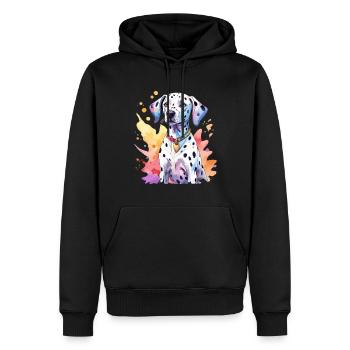 Aquarelles dalmates - Sweat à capuche Premium bio Homme - noir - Devant - Nico (187cm)