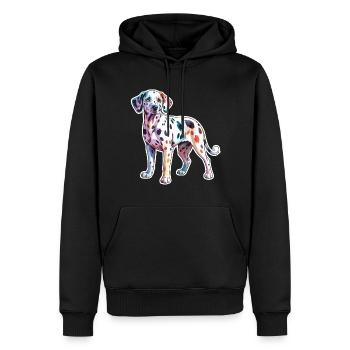 Aquarelles dalmates - Sweat à capuche Premium bio Homme - noir - Devant - Nico (187cm)