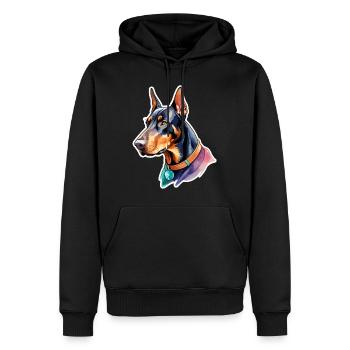 Dobermann Wasserfarben - Männer Premium Bio Hoodie - Schwarz - Vorne - Nico (187cm)
