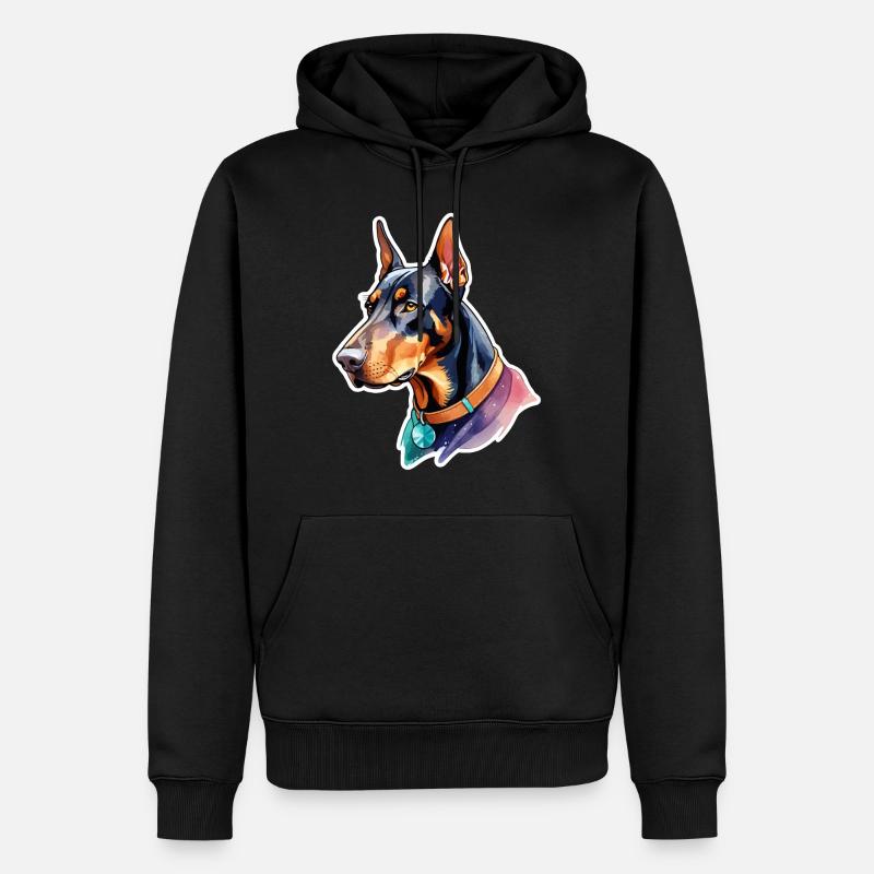 Dobermann Wasserfarben - Männer Premium Bio Hoodie - Schwarz