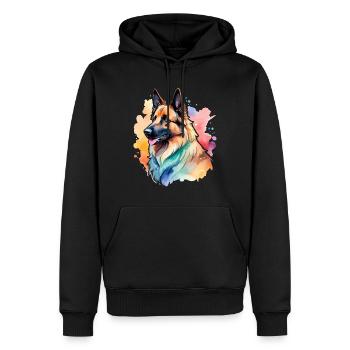 Belgischer Schäferhund Wasserfarben - Männer Premium Bio Hoodie - Schwarz - Vorne - Nico (187cm)