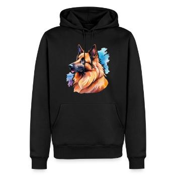 Belgischer Schäferhund Wasserfarben - Männer Premium Bio Hoodie - Schwarz - Vorne - Nico (187cm)