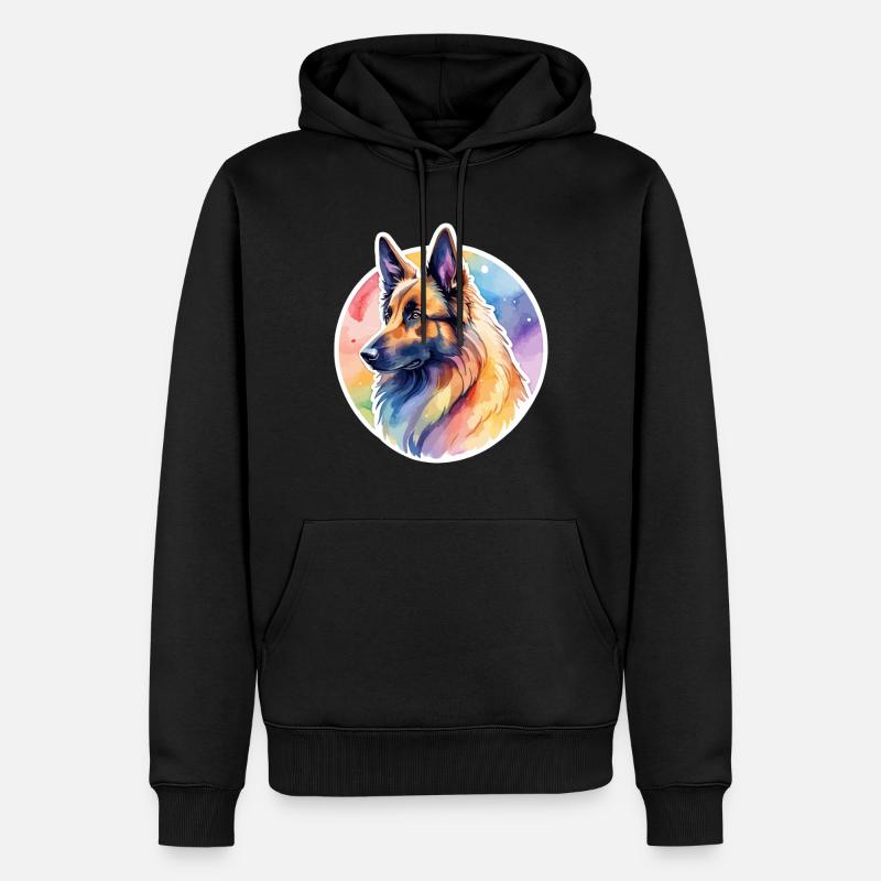 Berger Belge Aquarelle - Sweat à capuche Premium bio Homme - noir