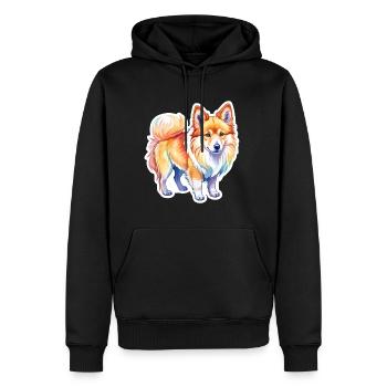 Islandhund Wasserfarben - Männer Premium Bio Hoodie - Schwarz - Vorne - Nico (187cm)