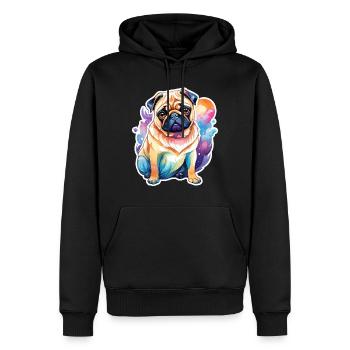 Aquarelles de carlin - Sweat à capuche Premium bio Homme - noir - Devant - Nico (187cm)