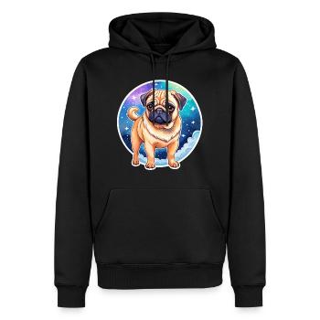 Aquarelles de carlin - Sweat à capuche Premium bio Homme - noir - Devant - Nico (187cm)