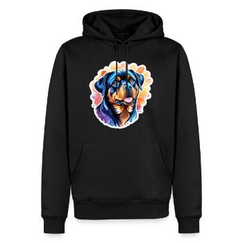 Aquarelles Rottweiler - Sweat à capuche Premium bio Homme - noir - Devant - Nico (187cm)