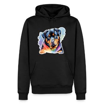 Aquarelles Rottweiler - Sweat à capuche Premium bio Homme - noir - Devant - Nico (187cm)