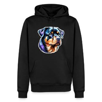 Aquarelles Rottweiler - Sweat à capuche Premium bio Homme - noir - Devant - Nico (187cm)