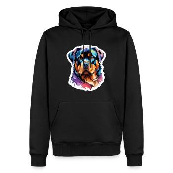 Aquarelles Rottweiler - Sweat à capuche Premium bio Homme - noir - Devant - Nico (187cm)