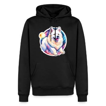 Aquarelles Samoyède - Sweat à capuche Premium bio Homme - noir - Devant - Nico (187cm)