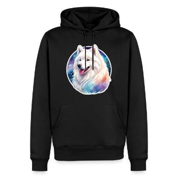 Aquarelles Samoyède - Sweat à capuche Premium bio Homme - noir - Devant - Nico (187cm)