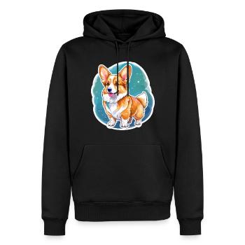 Welsh Corgi Pembroke Aquarelle - Sweat à capuche Premium bio Homme - noir - Devant - Nico (187cm)