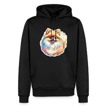 Poméranien Poméranien Aquarelle - Sweat à capuche Premium bio Homme - noir - Devant - Nico (187cm)